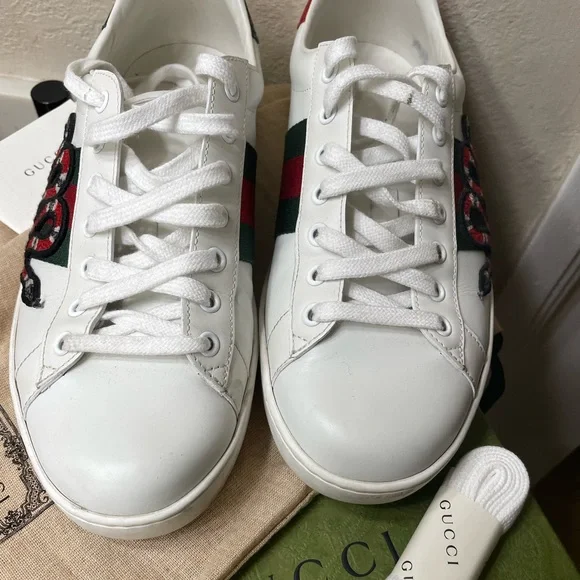 Gucci Ace Embroidered Snake Sneakers Man Italian Size 8 1/2 - Picture 9 of 9